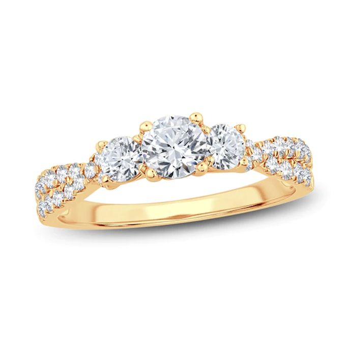 Memories Moments Magic Three-Stone Diamond Engagement Ring 1 ct tw Round-Cut 14K Yellow Gold