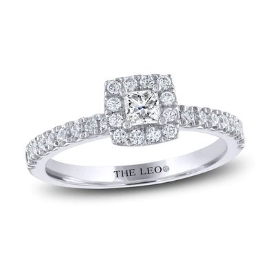 THE LEO Diamond Engagement Ring 1/2 ct tw Princess & Round-cut 14K White Gold