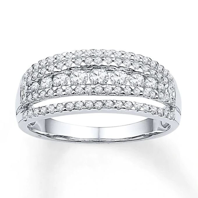 Diamond Ring 5/8 ct tw Round-cut 10K White Gold