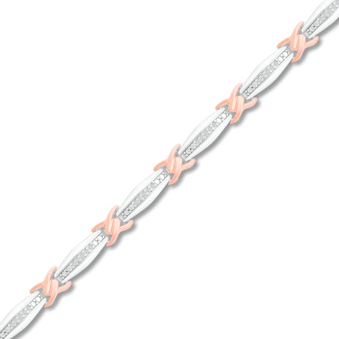 Diamond Bracelet 1/6 ct tw 10K Rose Gold/Sterling Silver 7.25"