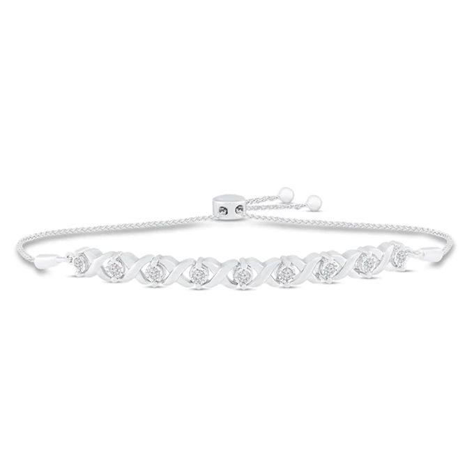 Diamond Bolo Bracelet 1/2 ct tw 10K White Gold 9.5"