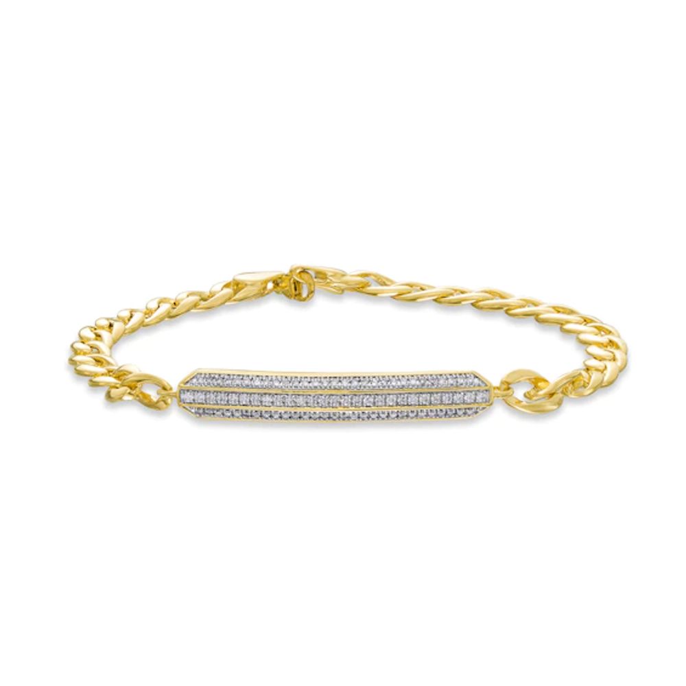 Men's Diamond Bar Bracelet 1/2 ct tw Round-cut 10K Yellow Gold 8.5"