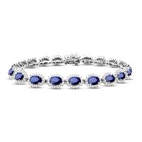 Blue & White Lab-Created Sapphire Bracelet Sterling Silver 7.25"