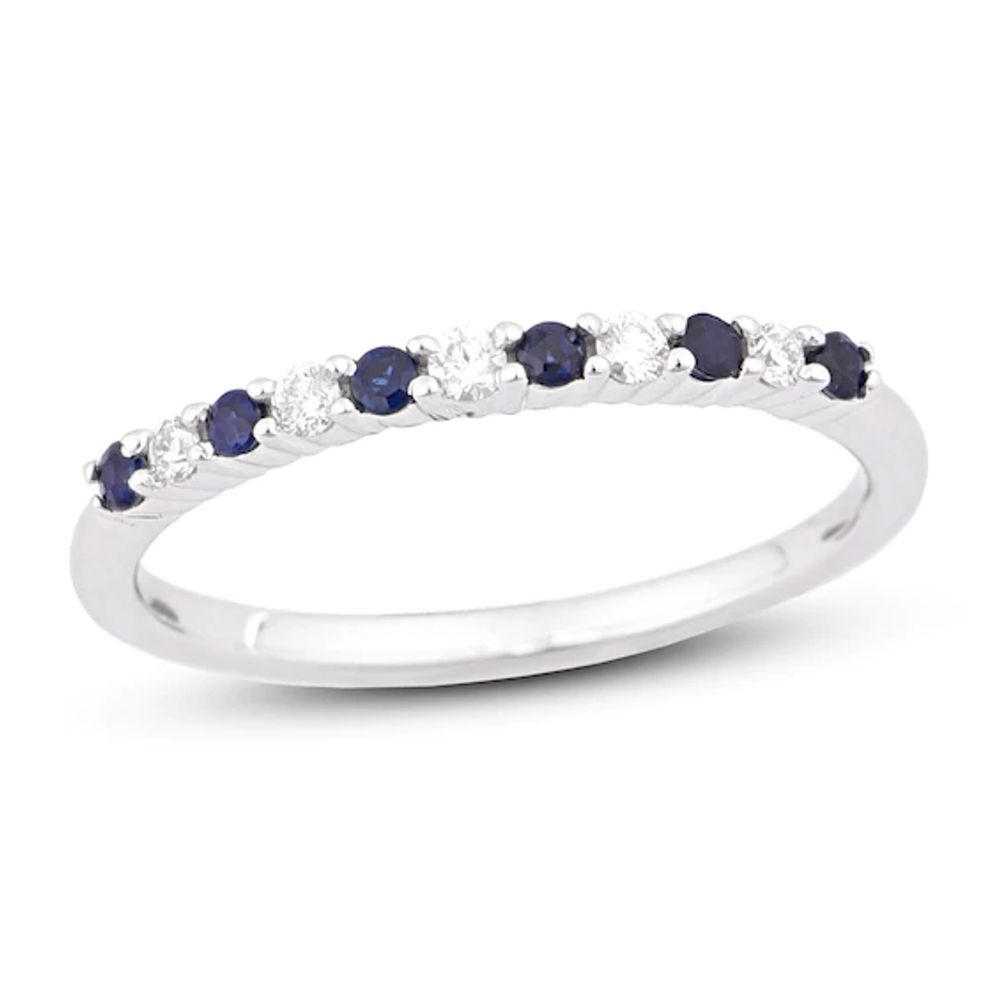 Blue Sapphire & Diamond Ring 1/10 ct tw 10K White Gold