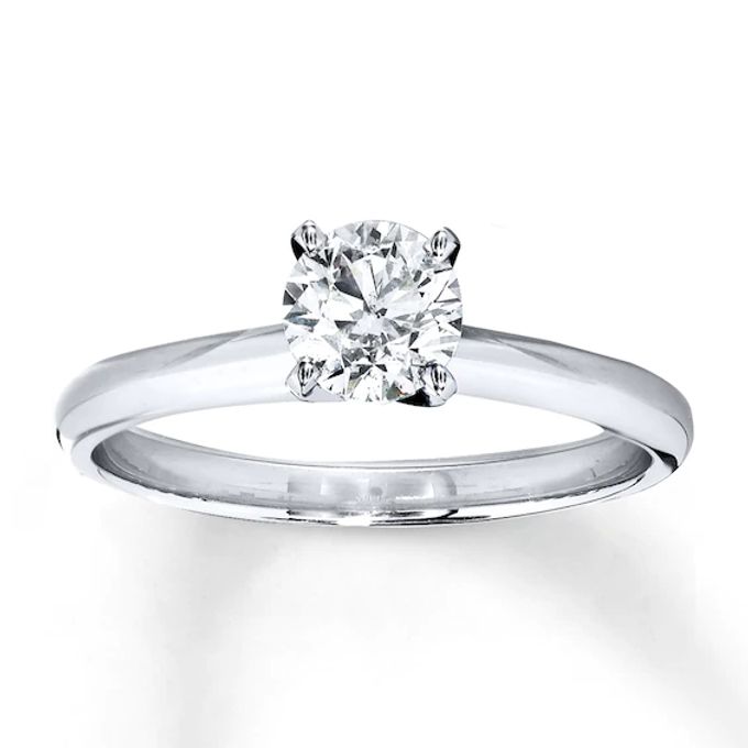 Solitaire Engagement Ring 3/4 Carat 14K White Gold (K/I1)