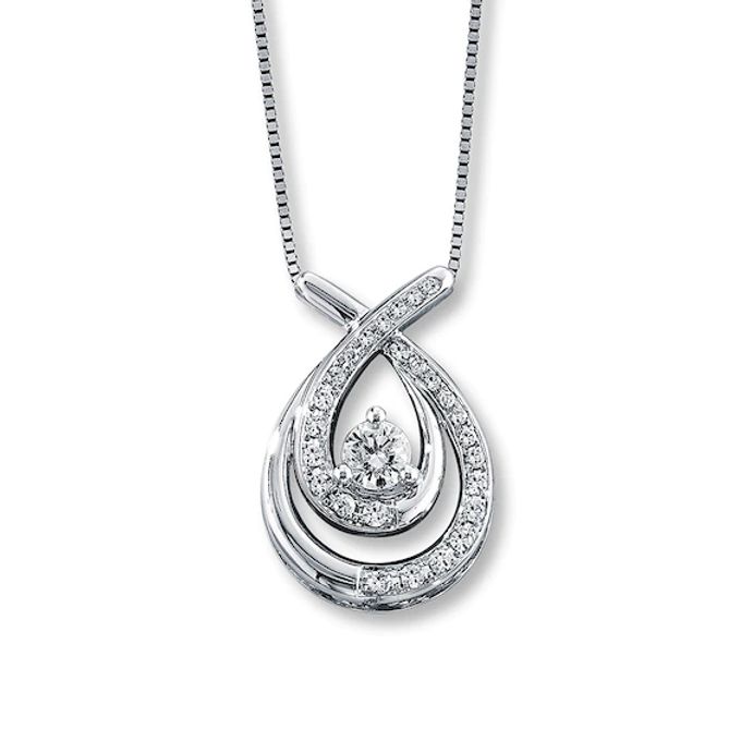 Diamond Necklace 1/2 ct tw Round-cut 14K White Gold