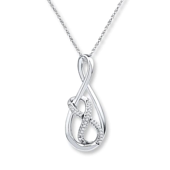 Infinity Symbol Necklace 1/15 ct tw Diamonds Sterling Silver 18"