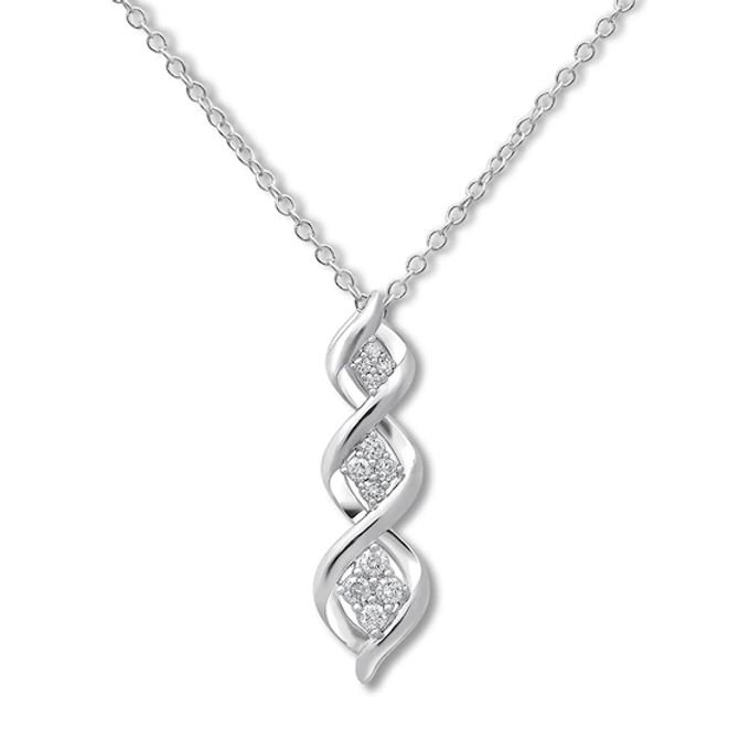 Memories Moments Magic Diamond Twist Necklace 1/5 ct tw Round-cut Sterling Silver 18"