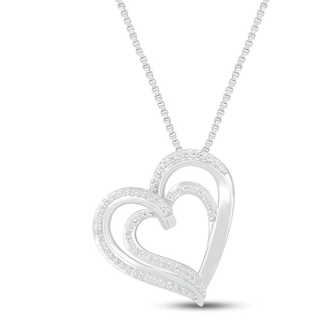 Diamond Heart Necklace 1/5 ct tw 10K White Gold