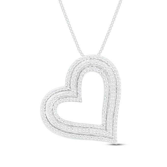 Diamond Heart Necklace 1/2 ct tw Round-Cut Sterling Silver 18"