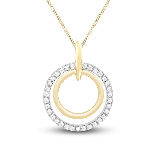 Diamond Circle Necklace 1/5 ct tw Round-cut 10K Yellow Gold & Sterling Silver 19"