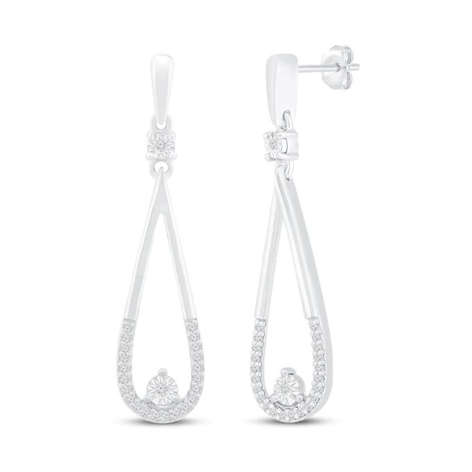 Diamond Drop Earrings 1/8 ct tw 10K White Gold