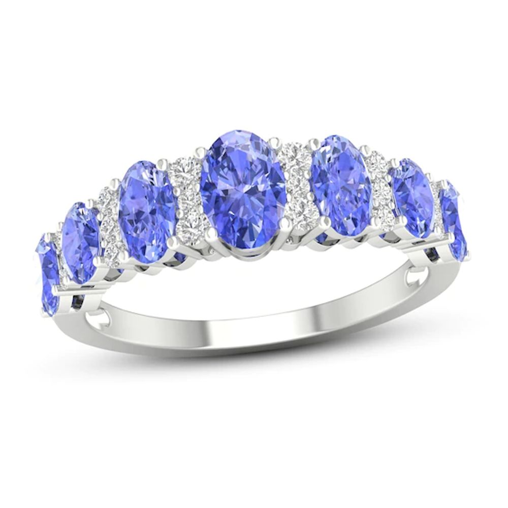 Tanzanite & Diamond Ring 1/6 ct tw 10K White Gold