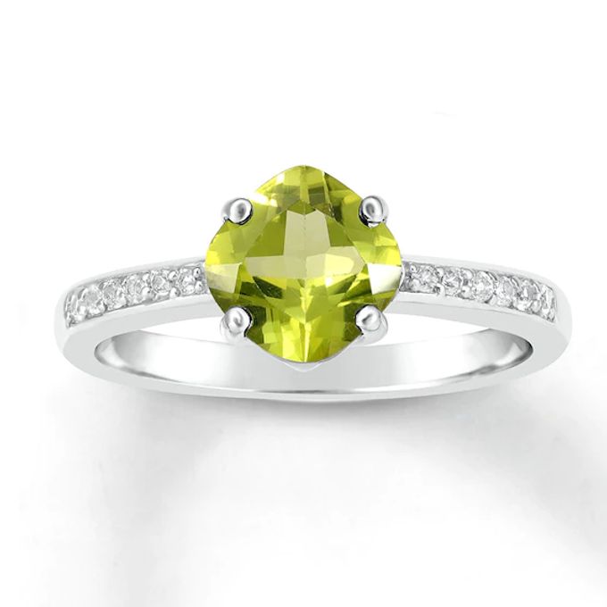 Peridot Ring White Topaz Sterling Silver