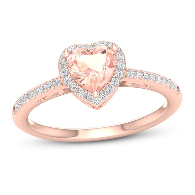 Morganite & Diamond Heart Ring 1/6 ct tw 10K Rose Gold