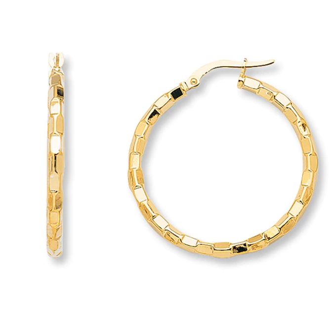 Florentine Hoop Earrings 14K Yellow Gold