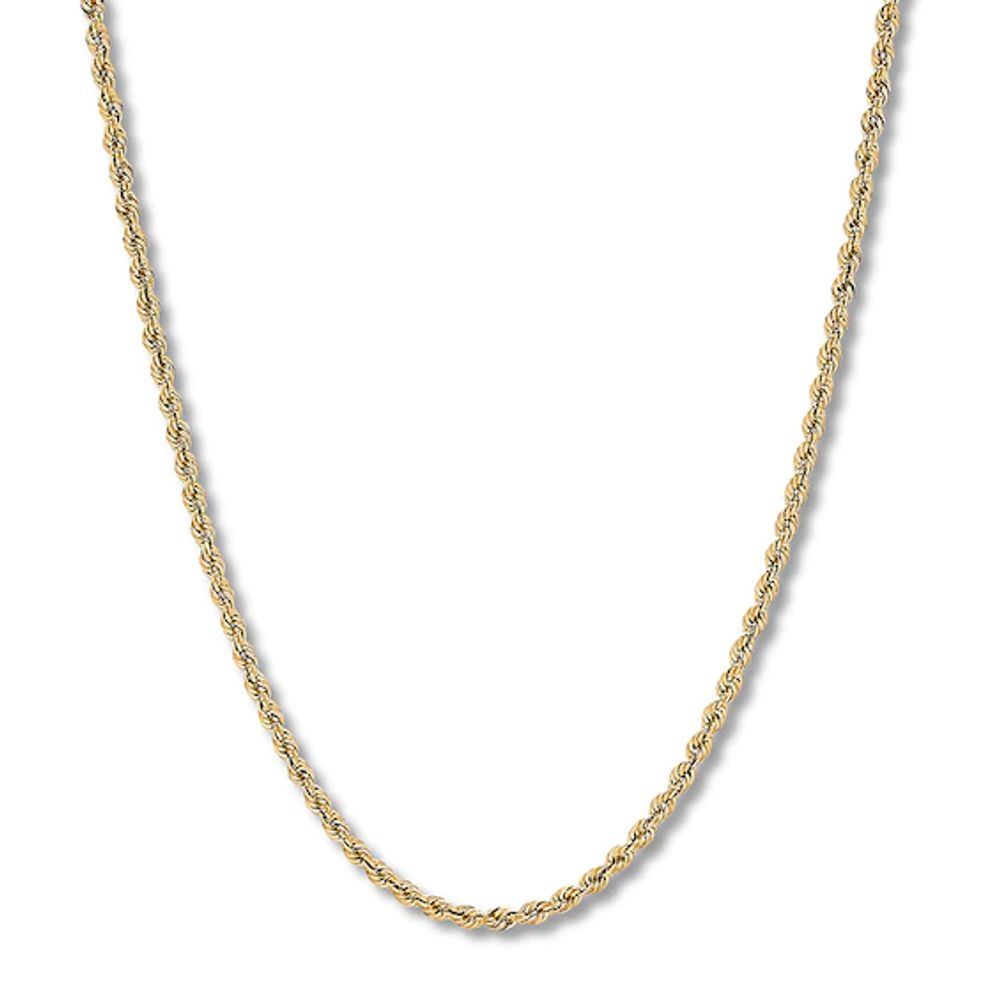 24" Semi-Solid Rope Chain Necklace 14K Yellow Gold Appx. 3mm