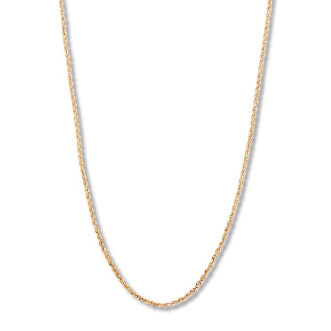 18" Semi-Solid Rope Chain Necklace 14K Yellow Gold Appx. 2mm