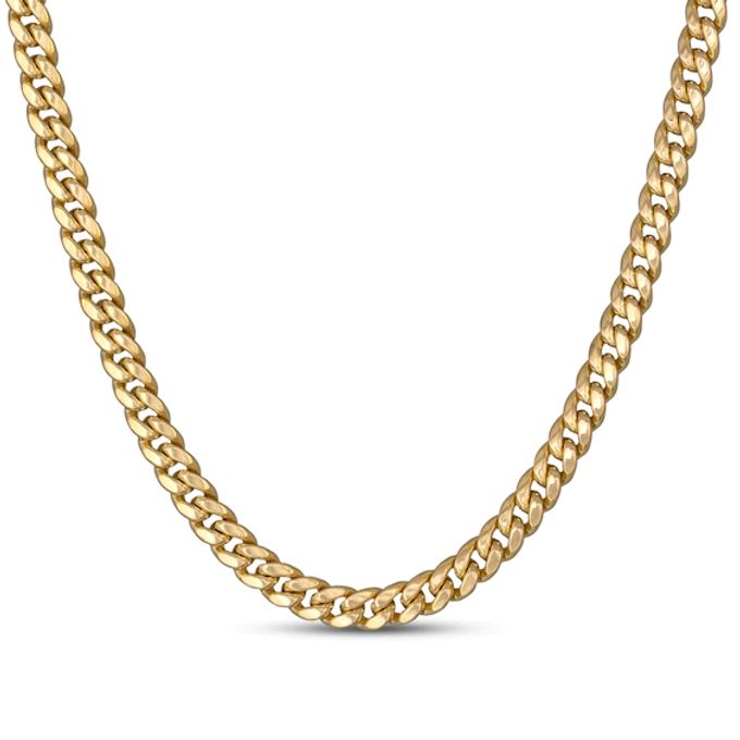 Hollow Cuban Chain Necklace 8mm 10K Yellow Gold 24"