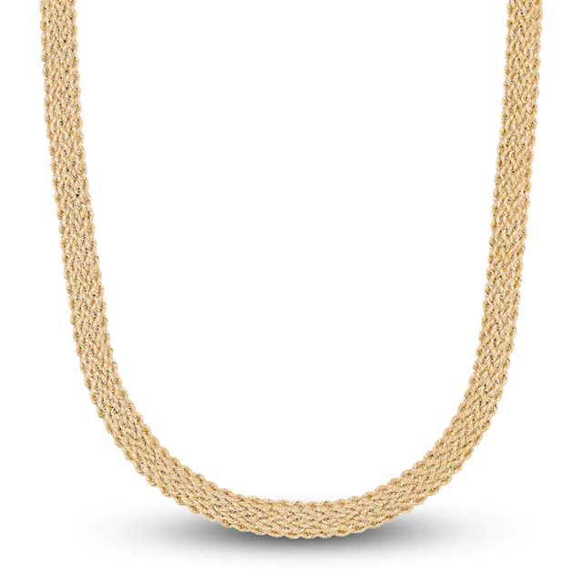 Five Row Hollow Rope Necklace 10K Yellow Gold 18"