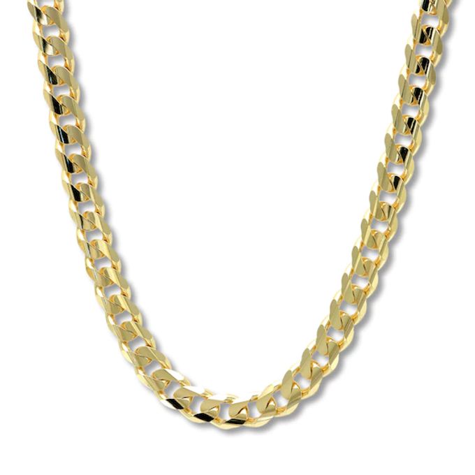 Curb Chain Necklace Solid 10K Yellow Gold 22"