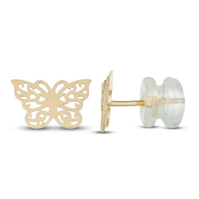 Children's Butterfly Earrings 14K Yellow Gold