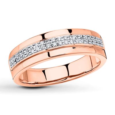 Previously Owned Men's Diamond Wedding Band 1/ ct tw Round-cut 10K Rose Gold