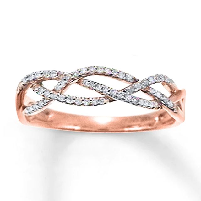 Previously Owned Diamond Braided Ring 1/6 ct tw Round-cut 10K Rose Gold