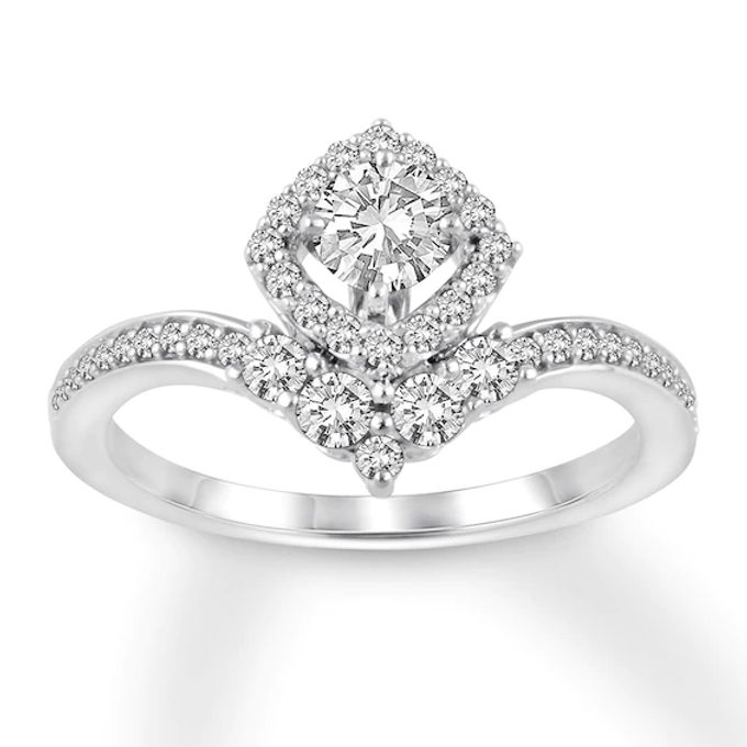 Previously Owned Diamond Engagement Ring 5/8 ct tw Round-cut 14K White Gold - Size 4.25