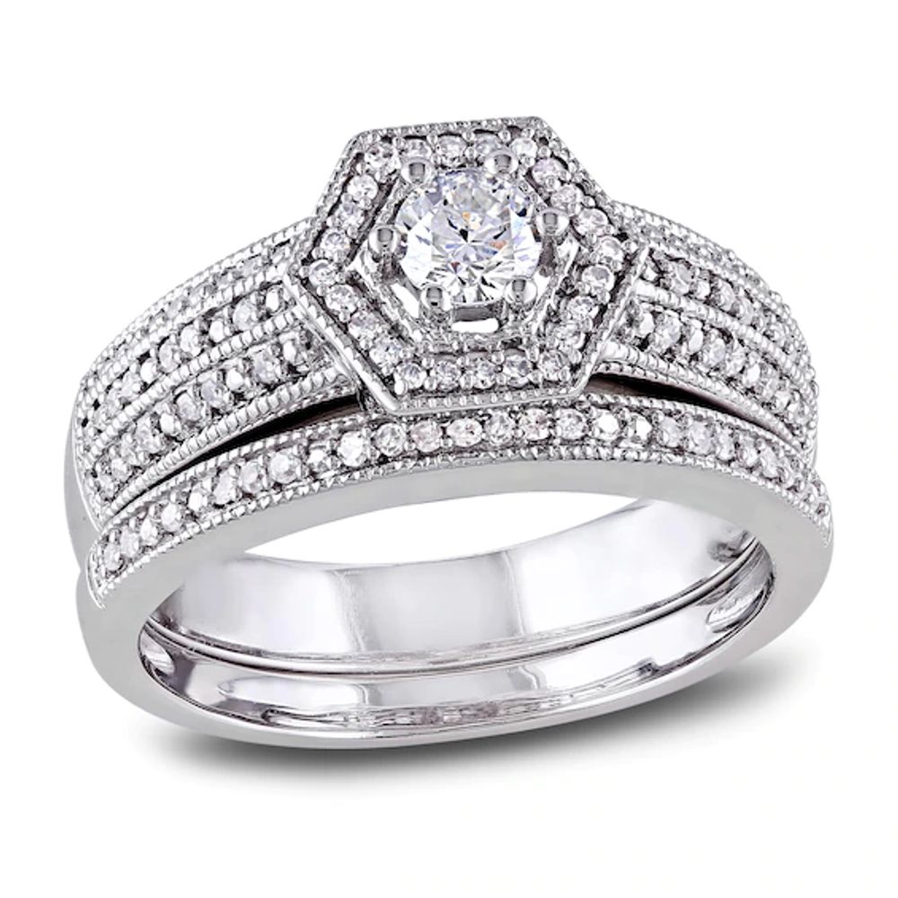 Diamond Twist Engagement Ring 1/2 ct tw Round-cut 10K White Gold | Kay