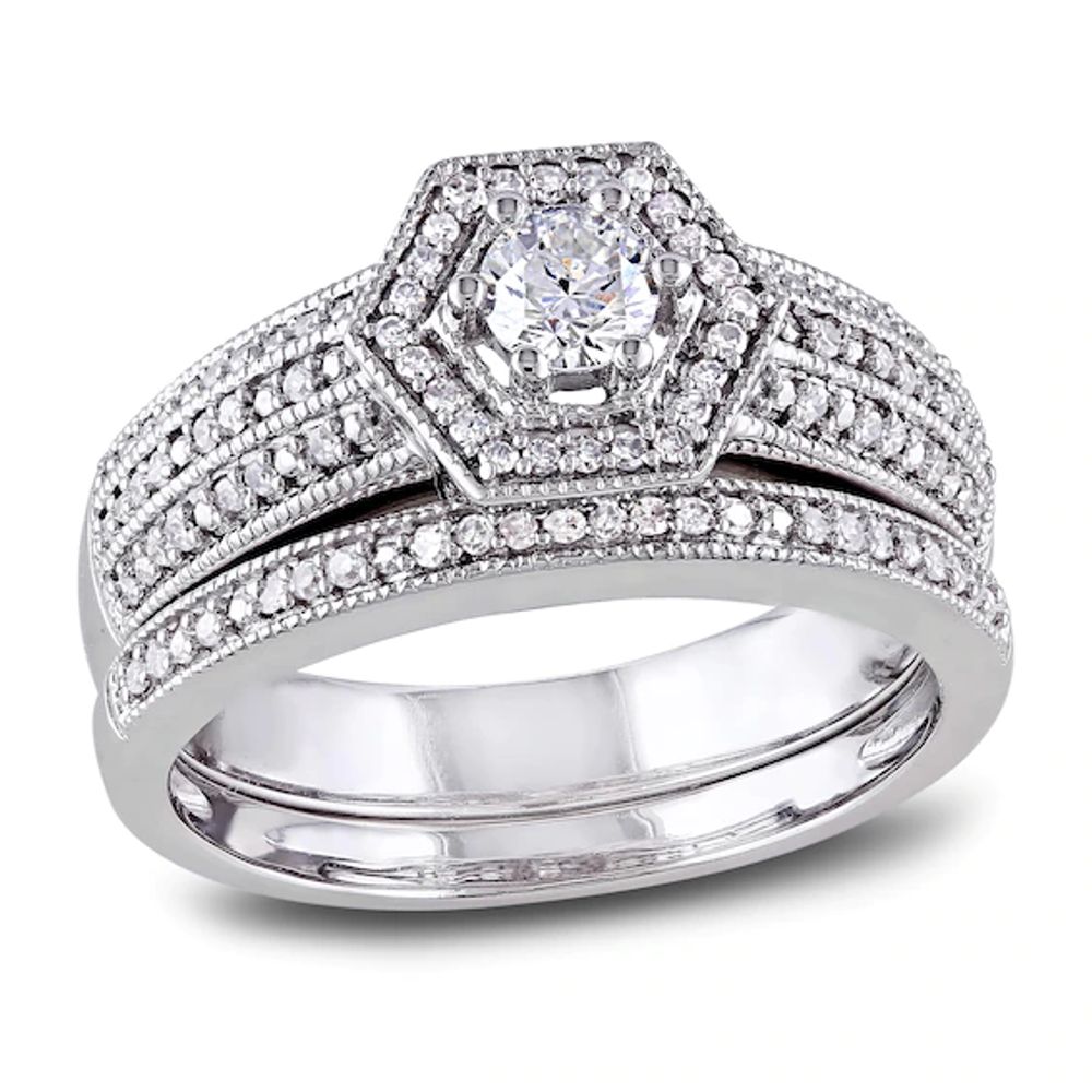 Diamond Bridal Set 1/2 ct tw Round-Cut 14K White Gold