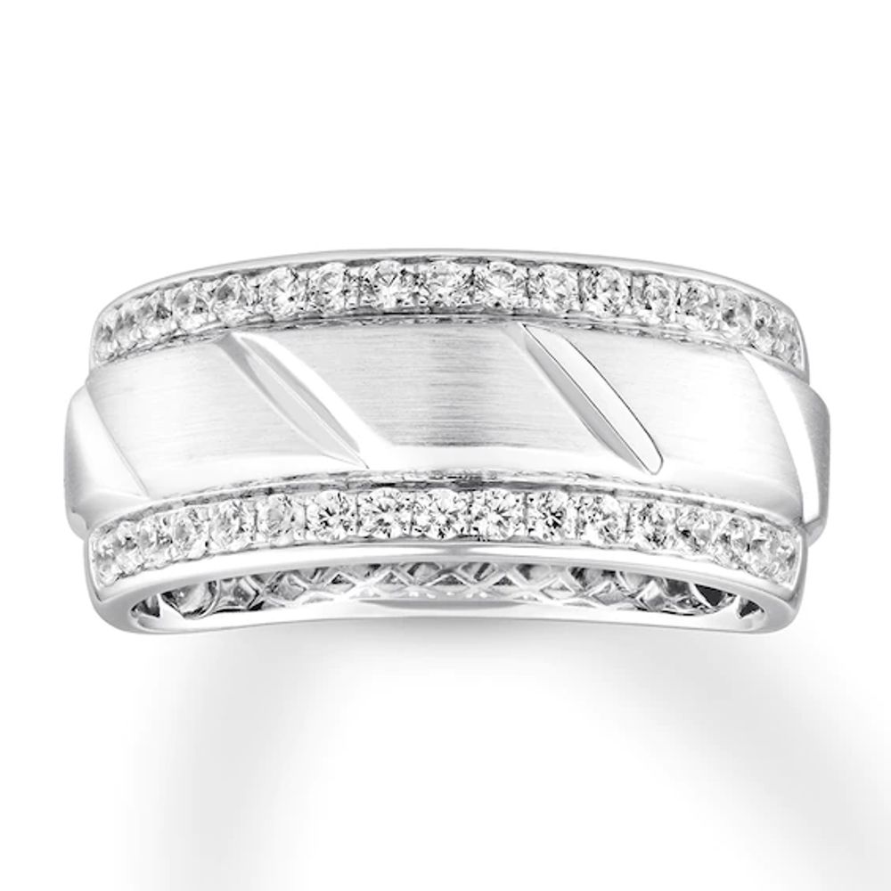 Men's Diamond Band 1/2 ct tw Round-cut 10K White Gold