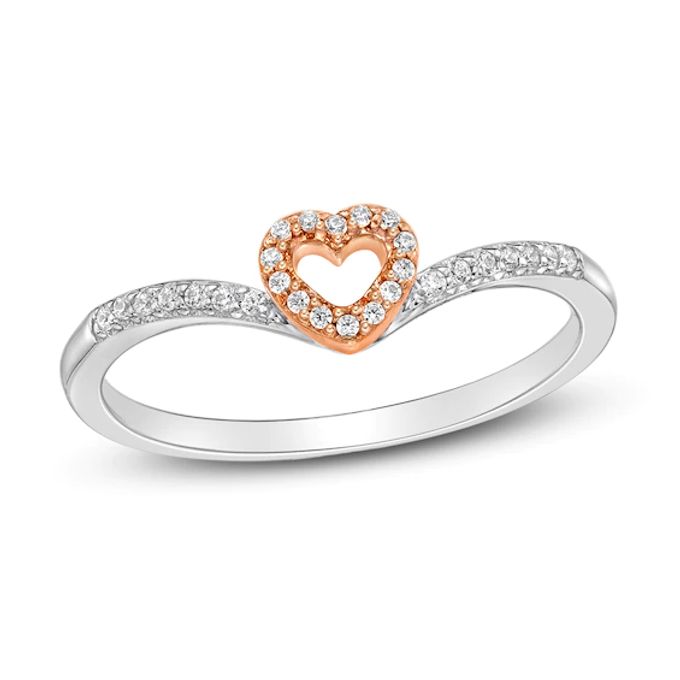 Diamond Heart Ring 1/10 ct tw 10K Two-Tone Gold
