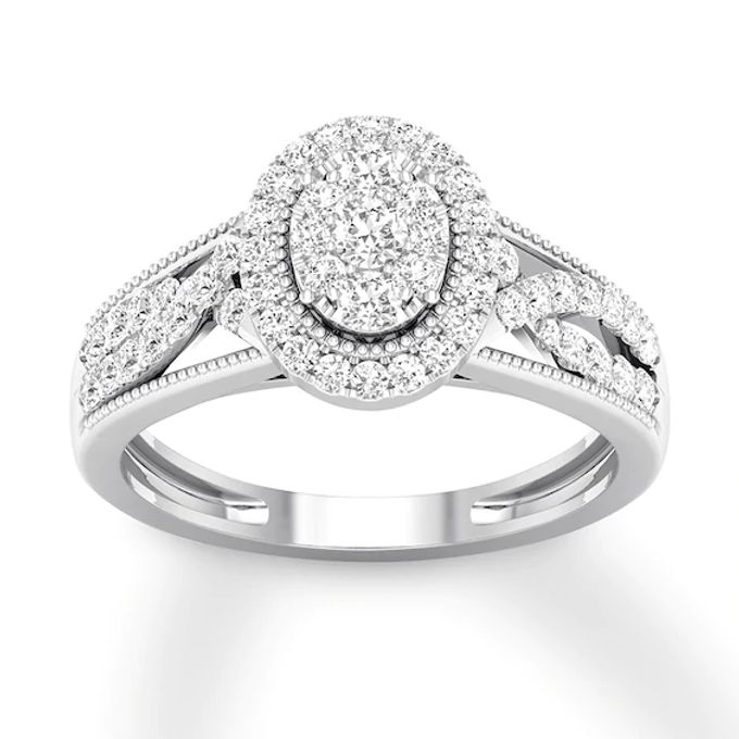 Diamond Engagement Ring 1/2 ct tw Round-cut 14K White Gold