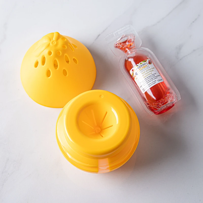 Modern Kitchen Reusable Pear-Shaped Fruit Fly Trap (Yellow)