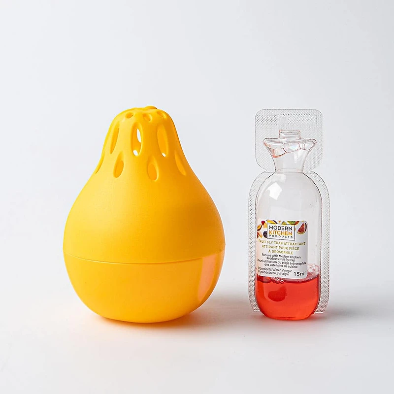 Modern Kitchen Reusable Pear-Shaped Fruit Fly Trap (Yellow)
