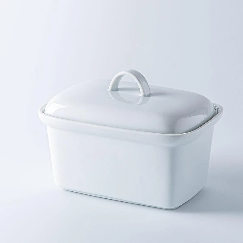 Bia Basic White 1lb. Porcelain Butter Dish with Lid