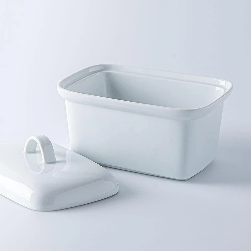 Bia Basic White 1lb. Porcelain Butter Dish with Lid