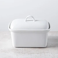 Bia Basic White 1lb. Porcelain Butter Dish with Lid
