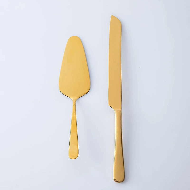 Natural Living Gold Finished Cake Server - Set of 2 (Gold)