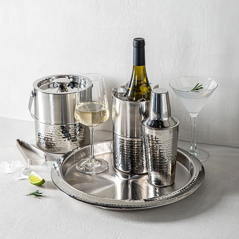KSP Bar Essentials 'Hammered' Round Bar Tray