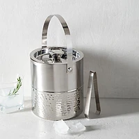 KSP Bar Essentials 'Hammered' Double Wall Ice Bucket with Tongs