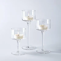 KSP Elise Stem Glass Pillar Candle Holder - Set of 3 (Clear)