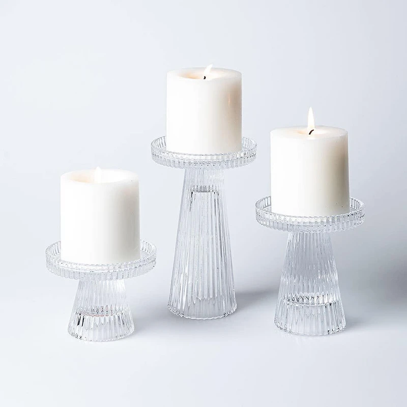 KSP Ava Ribbed Glass Pillar Candle Holder