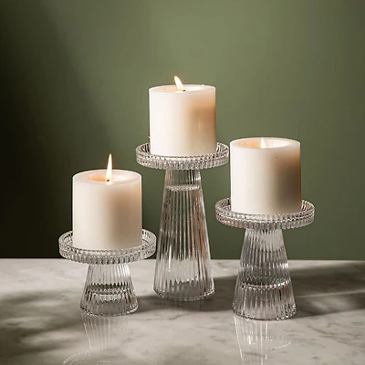 KSP Ava Ribbed Glass Pillar Candle Holder