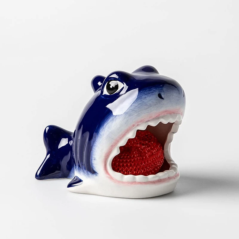 Boston Warehouse Scrubby 'Shark' Ceramic Scrubby Holder