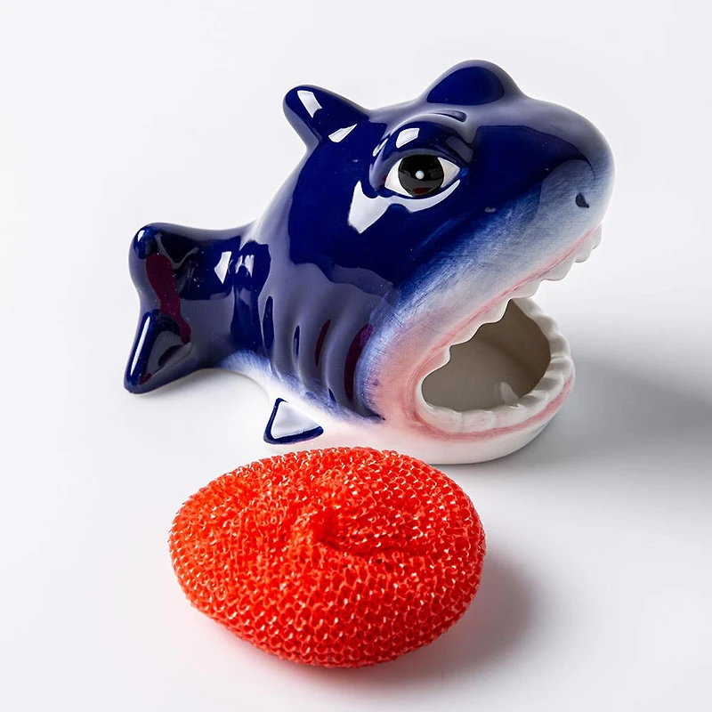Boston Warehouse Scrubby 'Shark' Ceramic Scrubby Holder