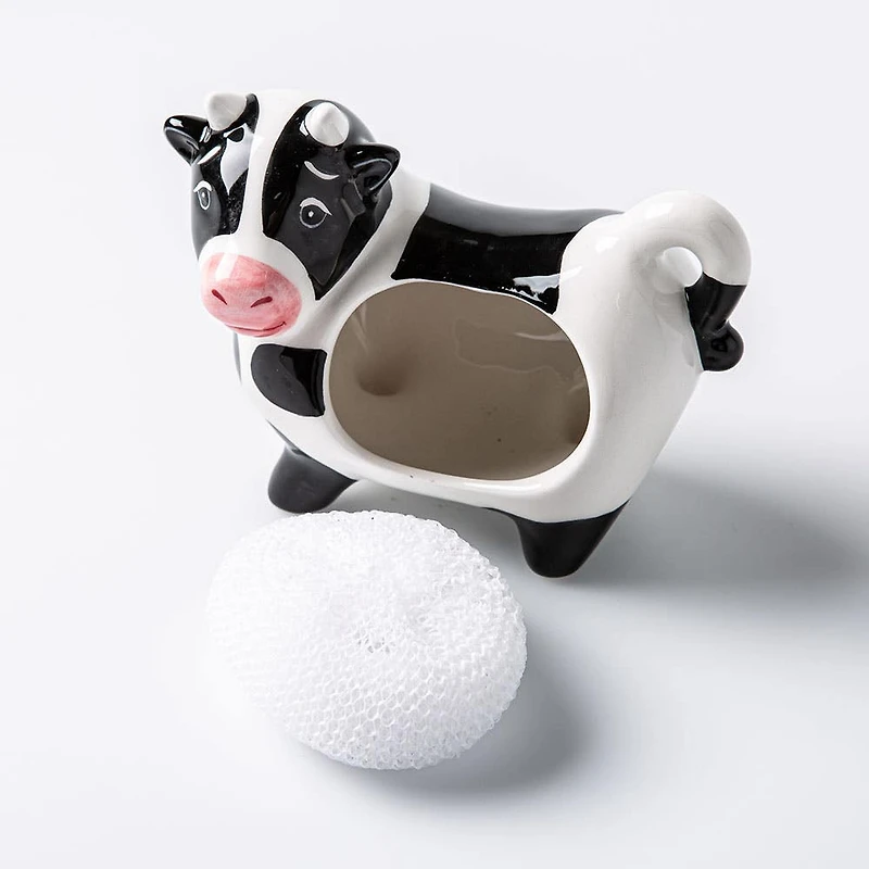 Boston Warehouse Scrubby 'Cow' Ceramic Scrubby Holder