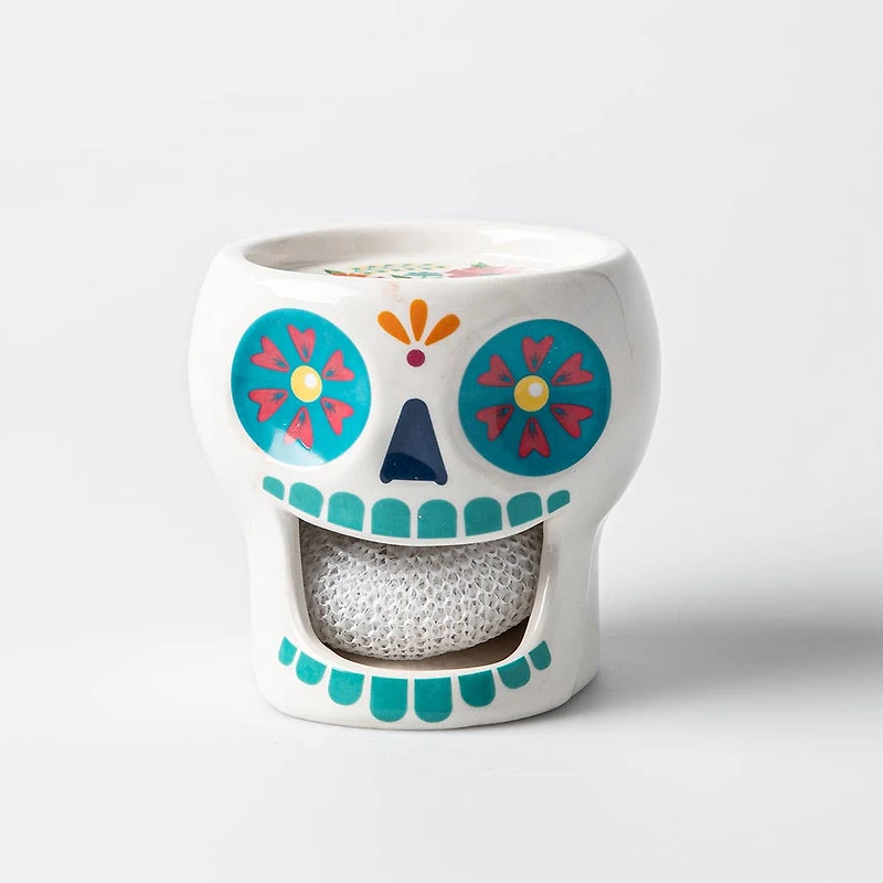 Boston Warehouse Scrubby 'Sugar Skull' Ceramic Scrubby Holder