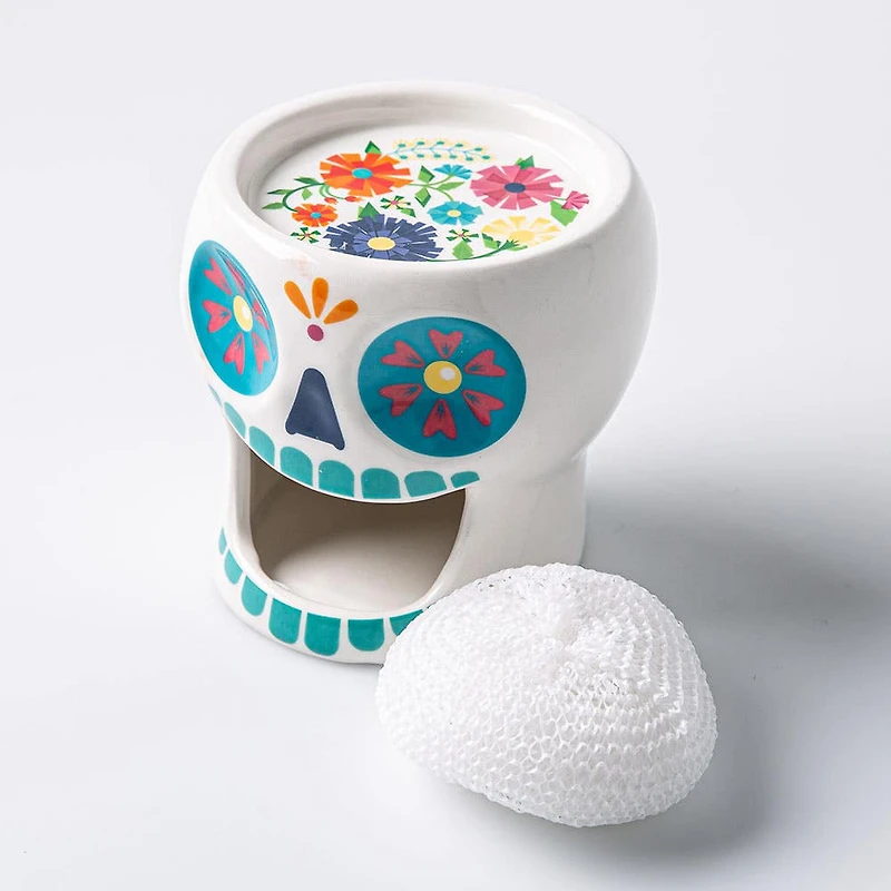 Boston Warehouse Scrubby 'Sugar Skull' Ceramic Scrubby Holder